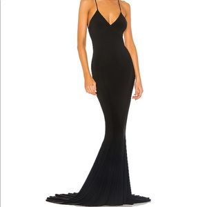 Norma Kamali fishtail open back gown black Small